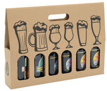 Box mit 6 Longneck 33cl &#8211; bedruckten Bierglsern : Verpackung fur flaschen und regionalprodukte