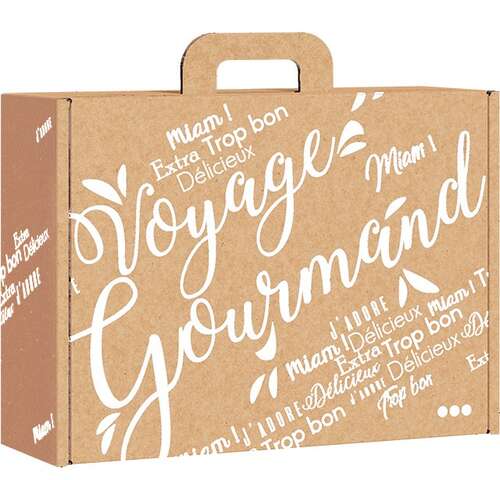 Valisette carton " Voyage Gourmand Blanc " : Geschenkschachtel prsentbox