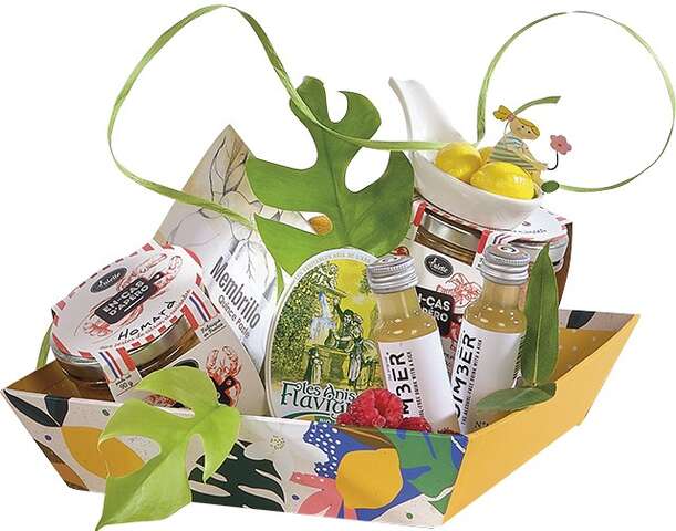 Quadratische Pappkorb-Kollektion &#8222;Citrus Garden&#8220; : Korb geschenkkorb prsentierungskorb